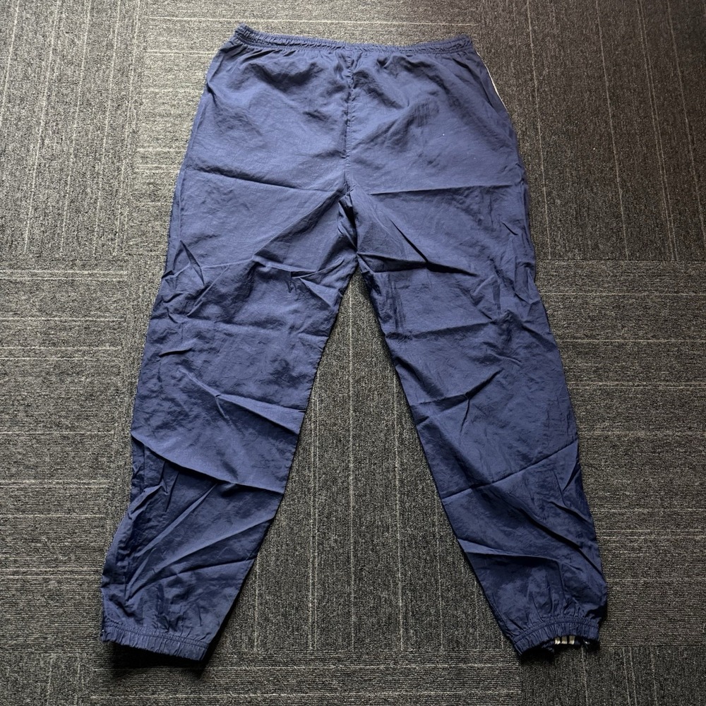 Vintage 90s Adidas navy blue windbreaker pants Large white stripes track joggers - Picture 5 of 5